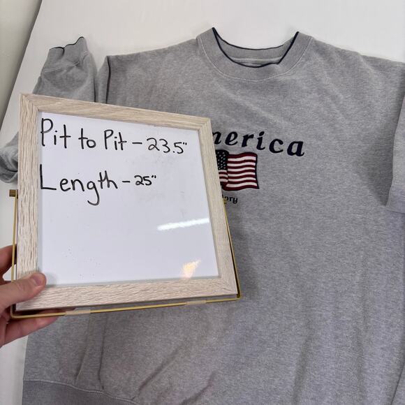 Vintage Croft and Barrow America Crewneck Sweatshirt Men Medium Embroidered Grey - Picture 7 of 7